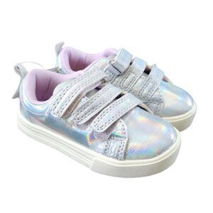 OshKosh B’gosh Toddler Sneakers Silver Iridescent Hook & Loop Size 5 NWT